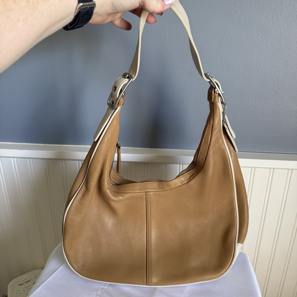 Vintage Coach Ergo Hobo Tan Beige Y2K Slouchy Shoulder Bag Crescent Purse 9591